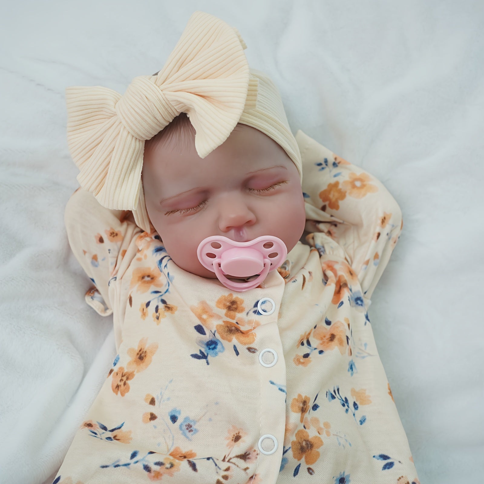 Handcrafted 43" Reborn Youngsters Girl Doll with Yellow Floral Outfit