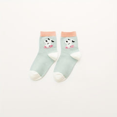 5 Pairs Girl's Cartoon Animals Knitted Socks Cotton Blend Crew Socks