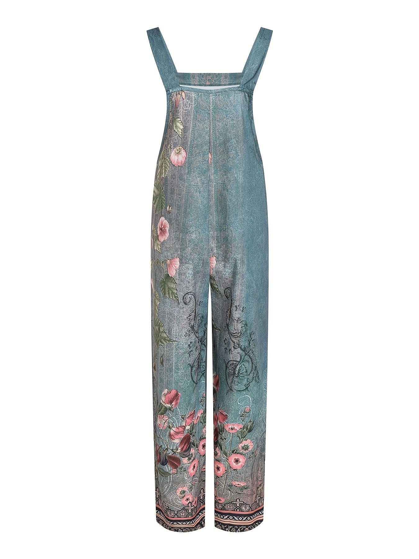 Floral Print Overall Jumpsuit Knot Front Overall Jumpsuit