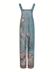 Floral Print Overall Jumpsuit Knot Front Overall Jumpsuit