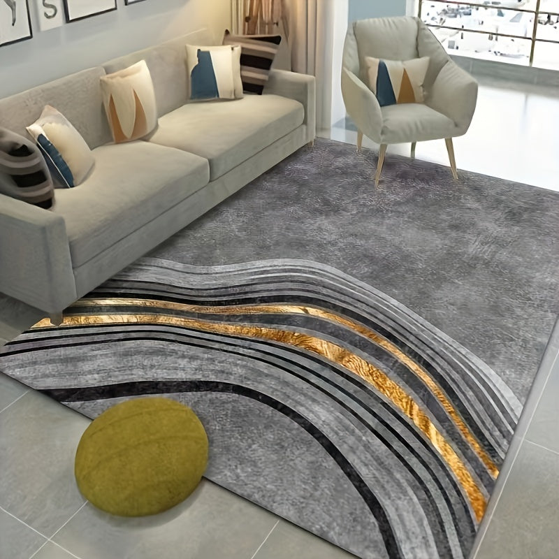 Light Grey Geometric Pattern Indoor Mat Crystal Velvet Area Rug
