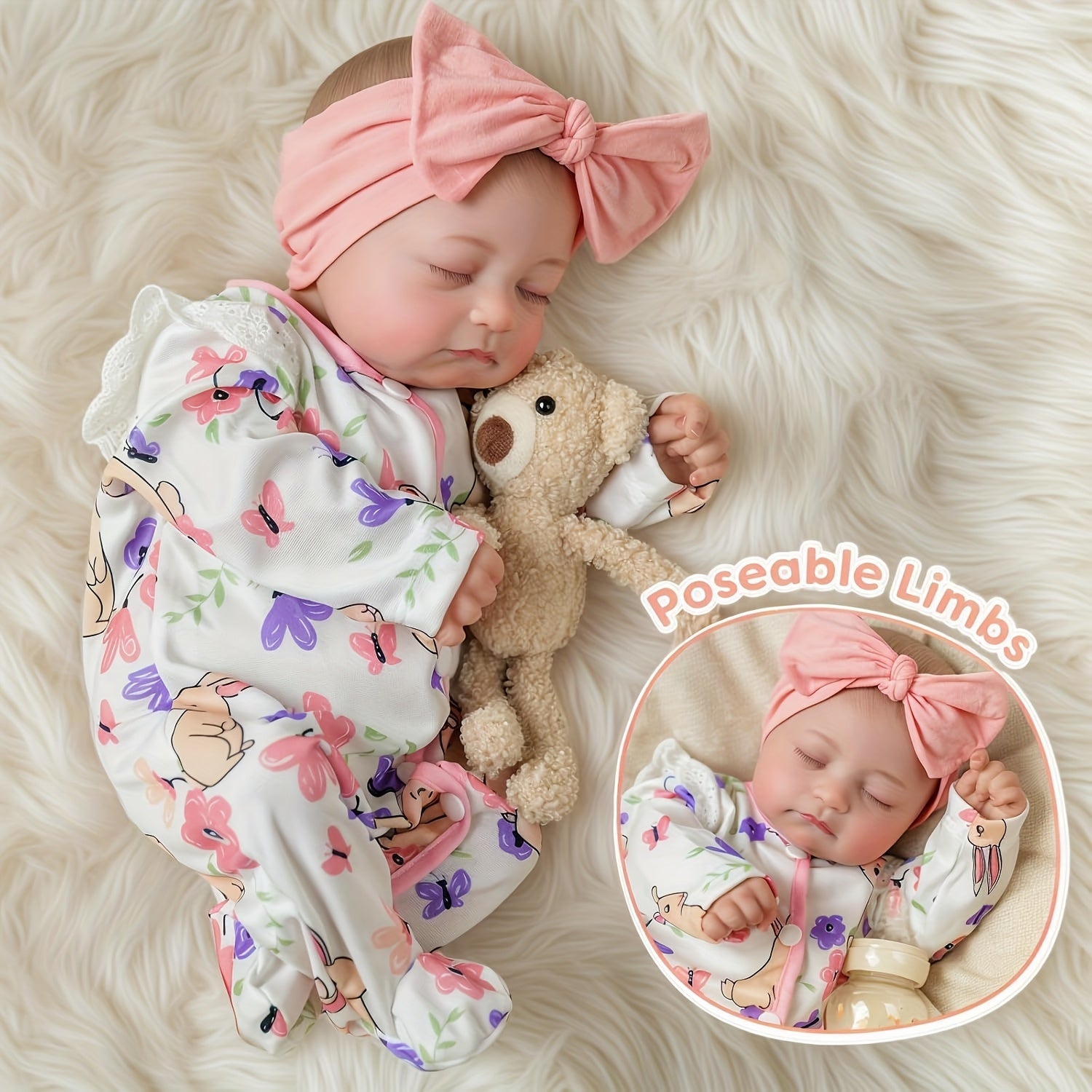 20 Inch Reborn Youngsters Doll Soft Vinyl Lifelike Doll with Pink Onesie