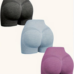 3 Pack Plus Size High Waist Skinny Fitness Yoga Shorts Set