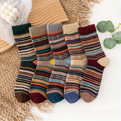 5 Pairs Winter Wool Socks For Men Thickened Warm Crew Socks