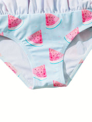 Watermelon Graphic Long Sleeve 1pc Swimsuit Girls Summer Clothes Gift