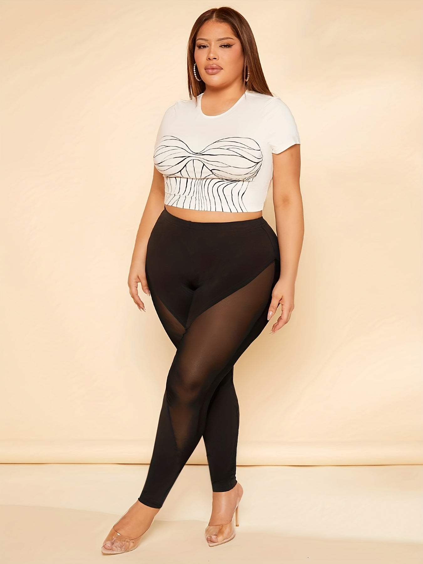 High Rise Mesh Stretch Yoga Pants