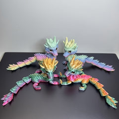3D Printed Mini Dragon Statue with Realistic Eyes and Flexible Joints
