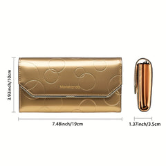Women's Patent Leather Clutch Wallet Snap Closure