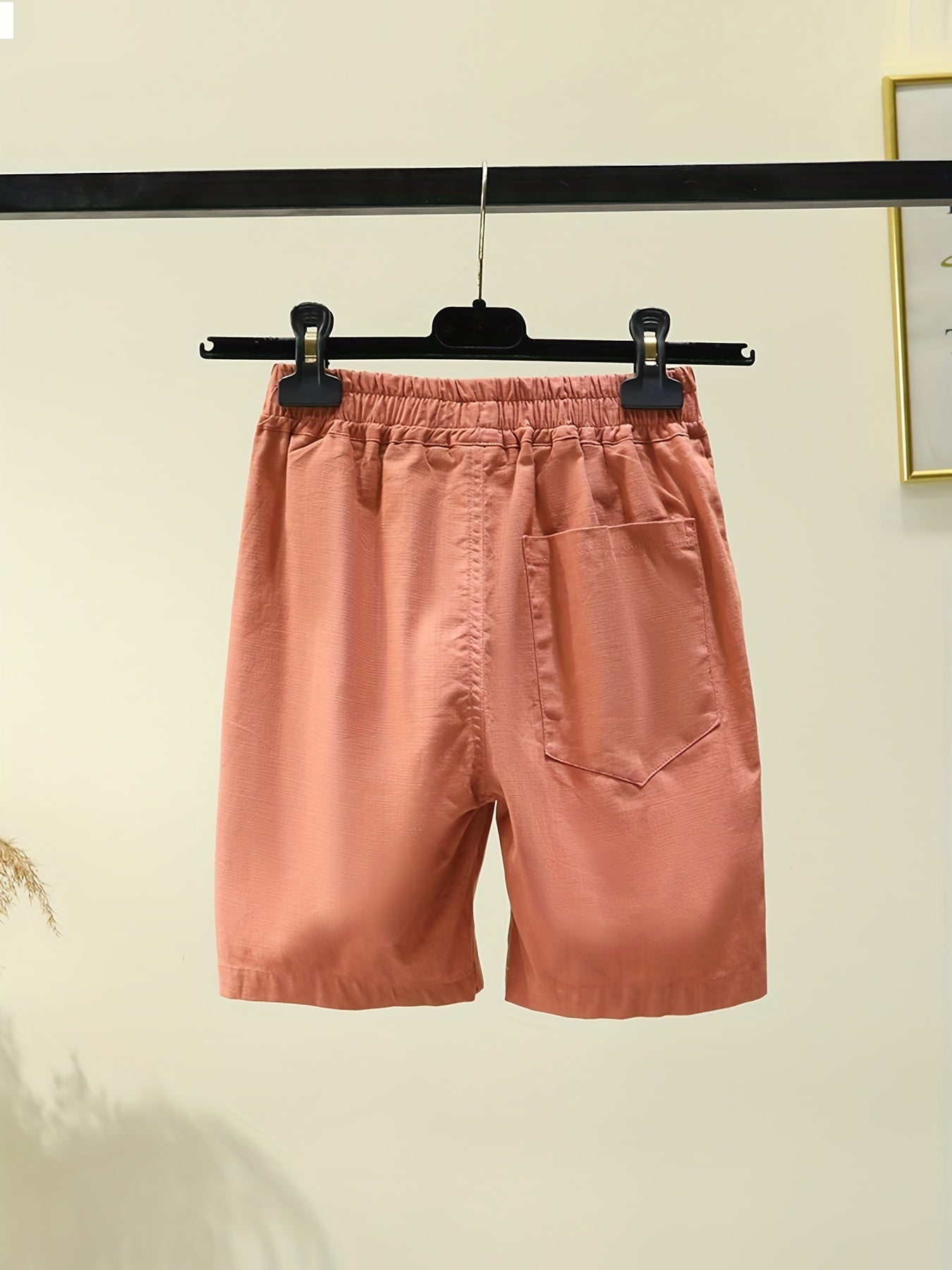 Girls Letter Print Cotton Linen Jogger Shorts for Summer