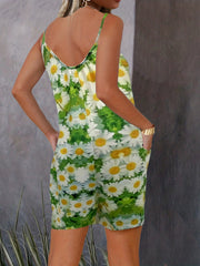 Daisy Spaghetti Strap Jumpsuit Sleeveless Short Length Women's Clothing