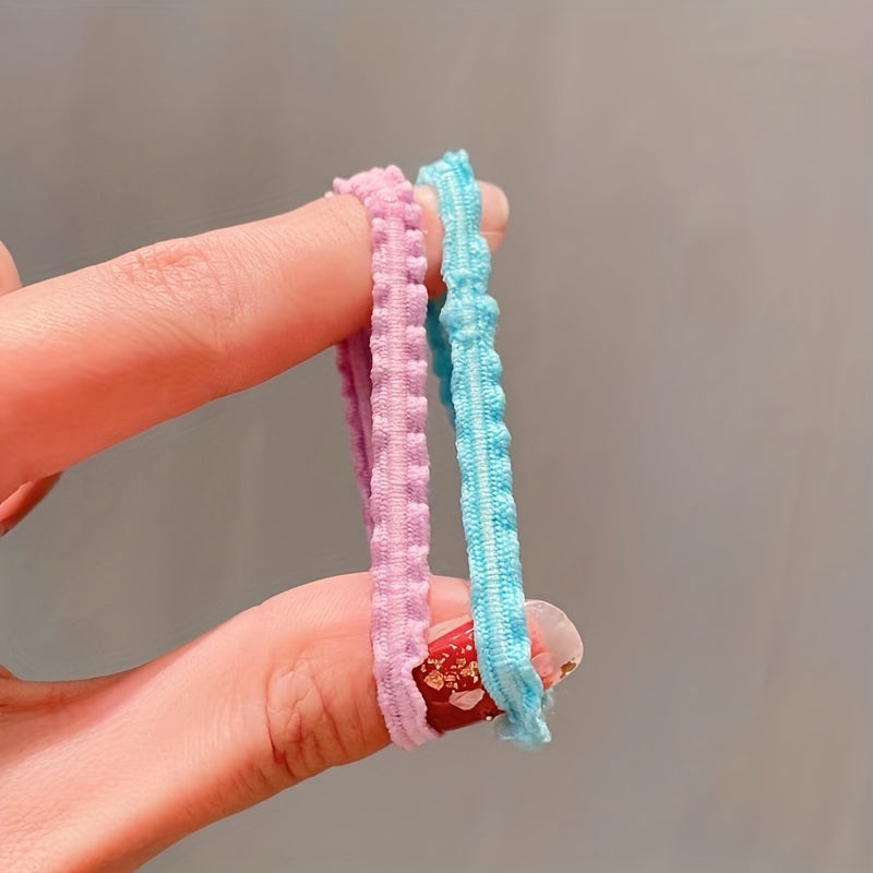 50pcs Colorful Ruffled Mini Hair Ties for Baby Girls