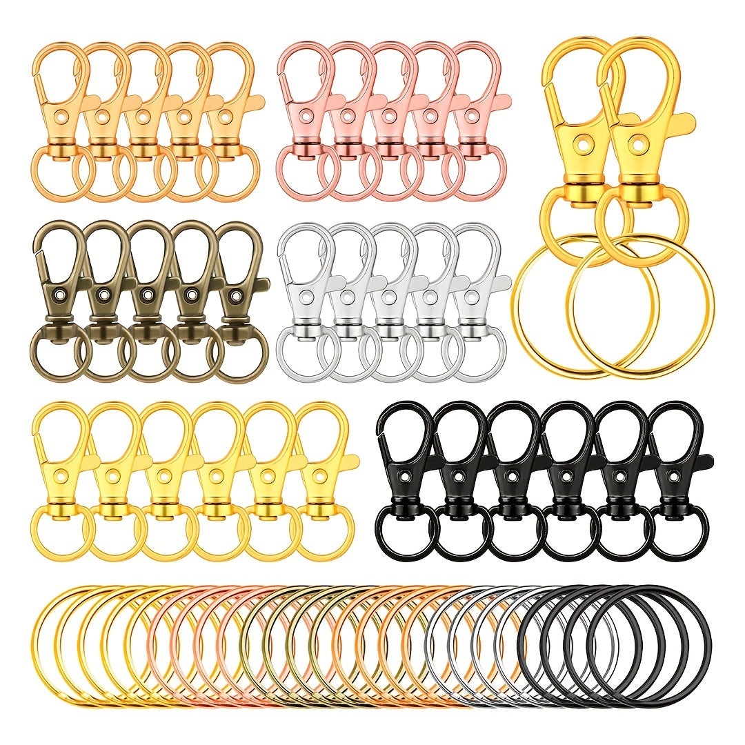 20pcs Key Chain Clamp Hook Kit Rotary Buckle Lanyard Spring Hook With Key Ring