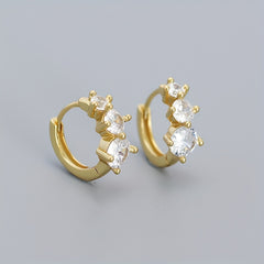Girl's Copper Zircon Triple Pearl Earrings, Light Romantic Jewelry
