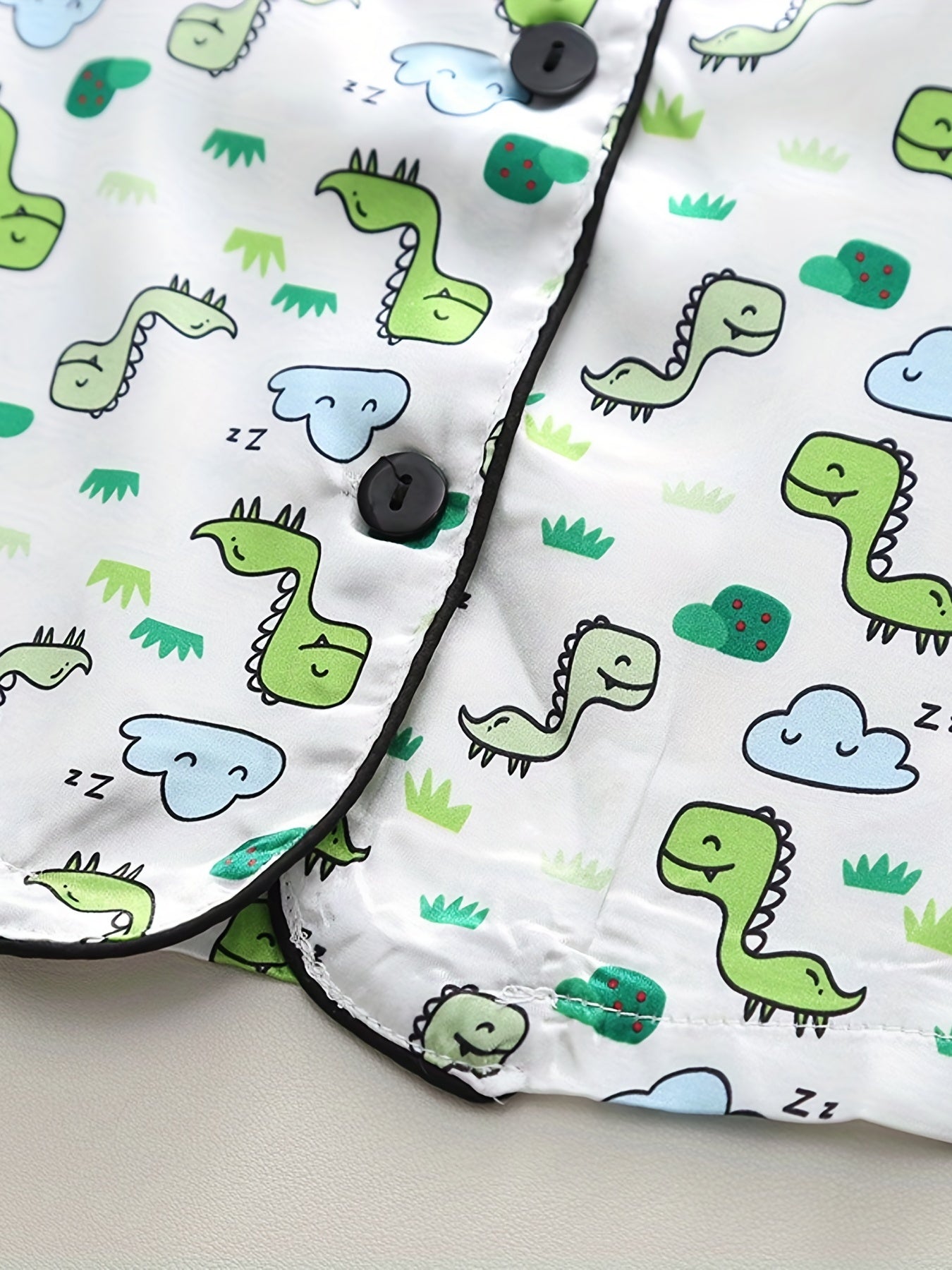 Boys Dino Print Pajamas Set Short Sleeves Tops & Bottoms Cozy Homewear