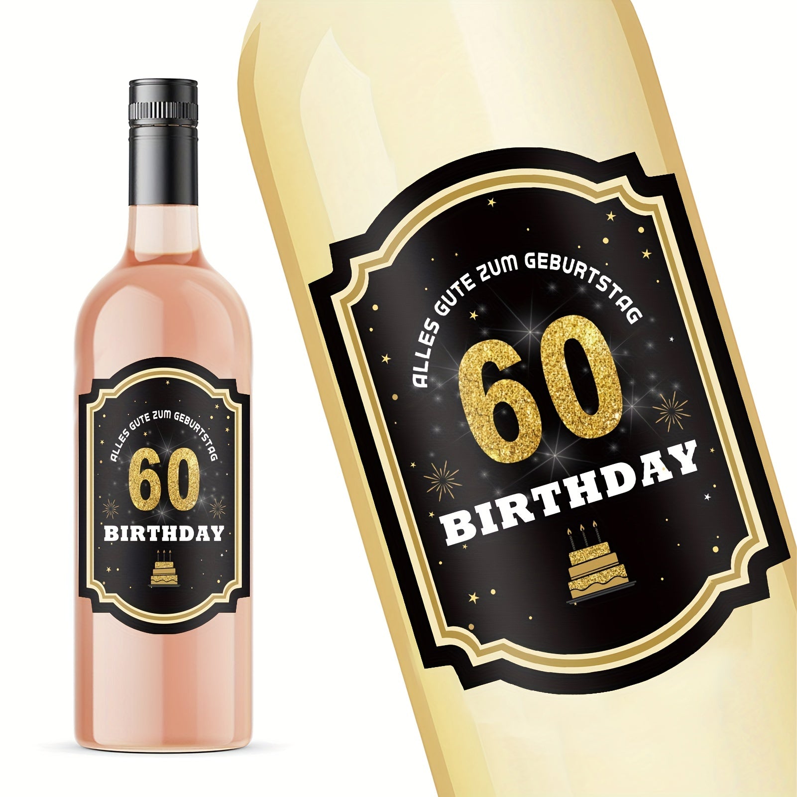 60th Birthday Bottle Labels Self Adhesive Sparkling Wine Happy Birthday Party