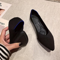 Women's Breathable Knit Ballet Shoes Lightweight Slip On Flat Shoes