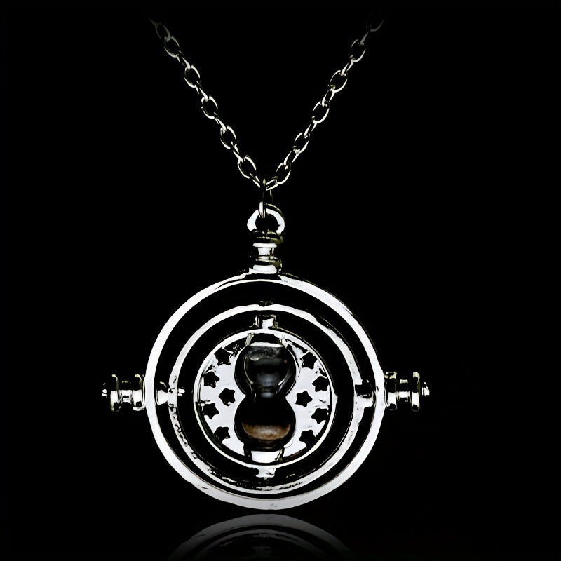 Time Turner Hourglass Necklace For Girls Vintage Hollow Movable Pendant Necklace