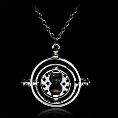 Time Turner Hourglass Necklace For Girls Vintage Hollow Movable Pendant Necklace