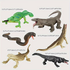 Realistic Reptile & Amphibian Toy Set, 6-Piece PVC Animal Figures for Education
