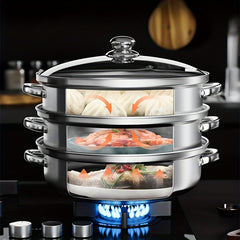 Large Stainless Steel Steamer Pot Set Thickened Household Cookware Kitchenware
