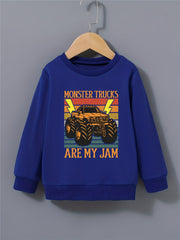 Kid's Sweatshirt Cartoon Vehicle Letter Print Top for Spring Fall