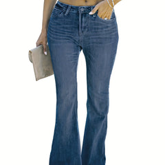 Casual Flared Leg Jeans with Raw Trim Button Fly