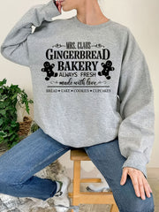Gingerbread Bakery Sweatshirt Long Sleeve Crew Neck Women's Clothing