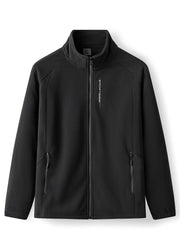 Men's Solid Fleece Jacket Zip Up Long Sleeve Top