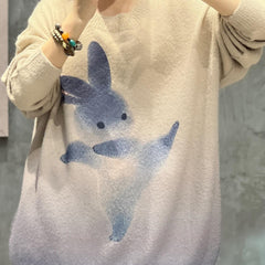 Rabbit Print Long Sleeve Jumper
