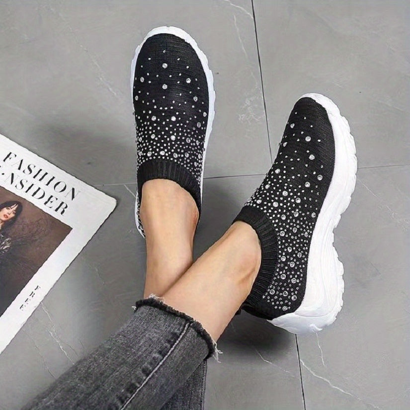 Women's Rhinestone Slip-on Sneakers Outdoor Shoes Non-Slip Sport Shoes