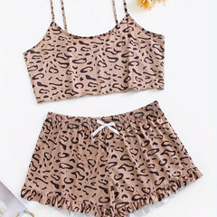 Leopard Print Crop Cami & Shorts Lounge Set