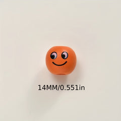 20pcs Colorful Happy Face Doll Head Wooden Beads 14mm DIY Bead Accessories