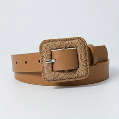 Snake Pattern Square Buckle Vintage Belt Women Dress Pants Belts