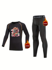 2pcs Kids Compression Fleece Sets with Dragon Pattern