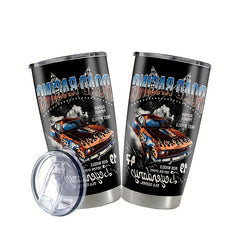 590ml Car Print Stainless Steel Water Cup Double Layer Leakproof
