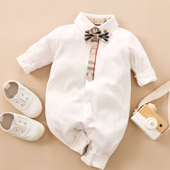 Baby Long Sleeve Jumpsuit with Bow Tie