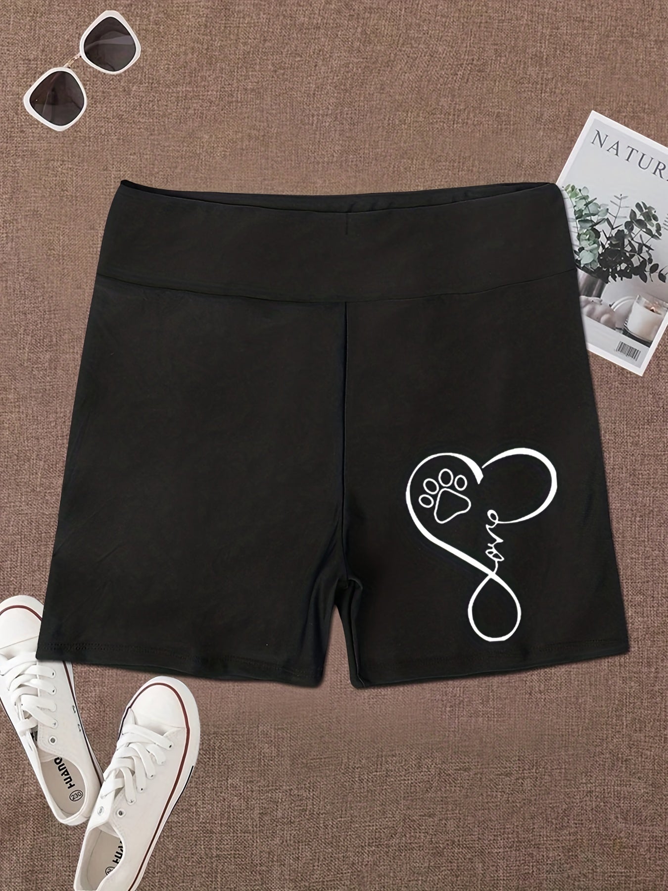 High Waist Biker Shorts Solid Sporty Yoga Casual Women's Clothing