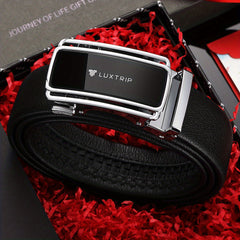 Men's Leather Belt W/ Automatic Buckle Casual 1st Layer Cowhide Belt