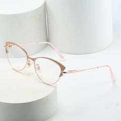 Light Blocking Glasses Cat Eye Clear Lens Anti Eyestrain Computer Metal Glasses