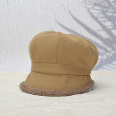 Winter Fleece Thicken Newsboy Cap Warm Fisherman Hat For Women