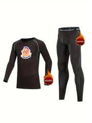 Kids Compression Fleece Sets-Letter Printed Elastic Waist Pants