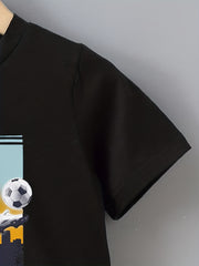 2pcs Boys Football Player Short Sleeve Tees & Shorts Sets Summer Outfits