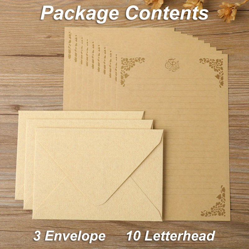 Vintage Stationery Set: 6 Burlap Envelopes & 10 Writing Papers