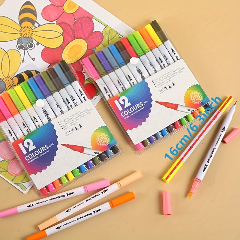 36pcs Painting Dual Ended Pen Set Bright Series Essential School Drawing