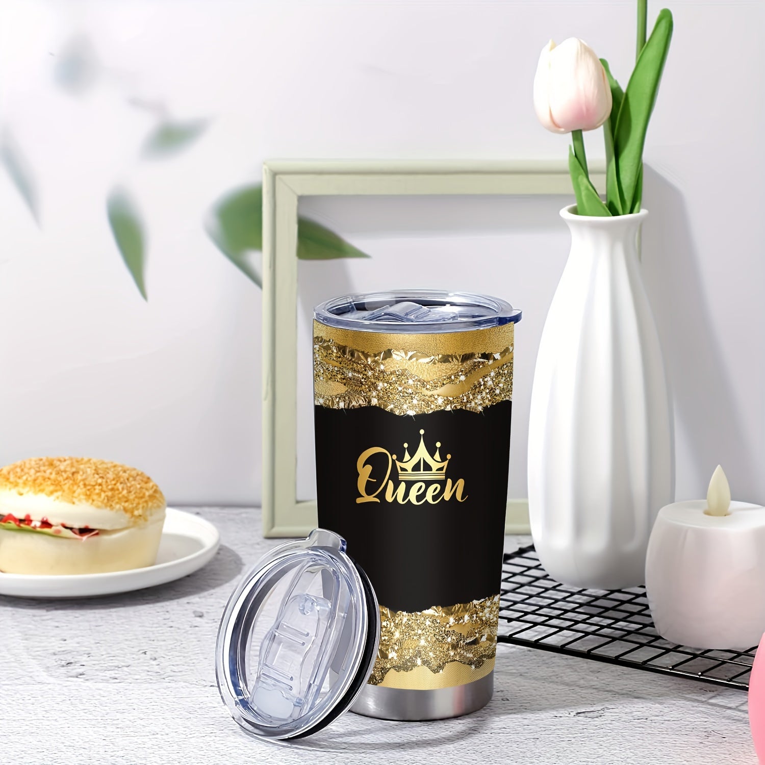 20oz Stainless Steel Insulated Tumbler with Lid - Reusable Hand Wash