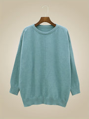 Casual Sweater Women's Plus Solid Long Sleeve Round Neck Pullover