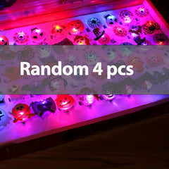 LED Light Halloween Ring Luminous Pumpkin Ghost Bats Eyeball Skull Ring
