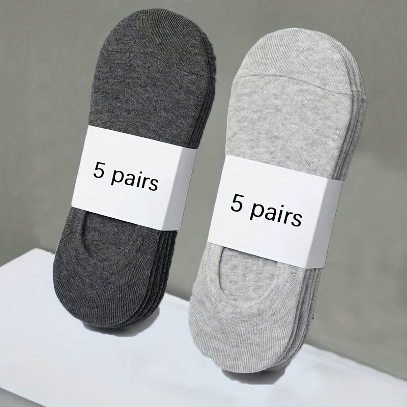 5 Pairs Unisex No Show Socks Breathable Anti-odor Casual Socks