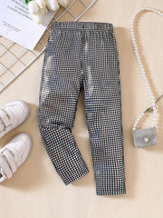 Girls' Stretch Leggings - Graffiti & Plaid Print