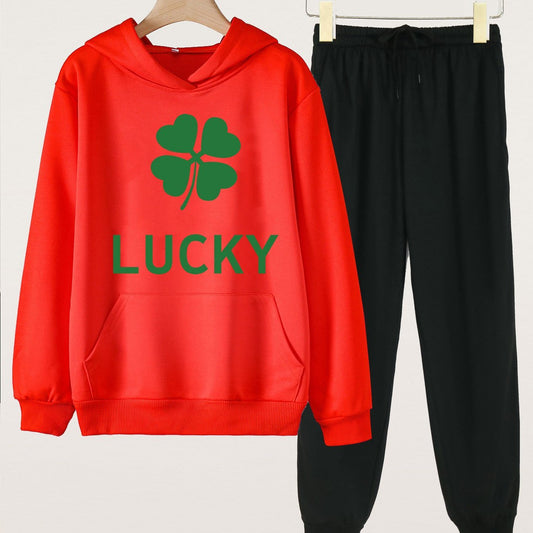 Clover & LUCKY 2pcs Girls Hoodie Jogger Set Spring Fall Sports Gift